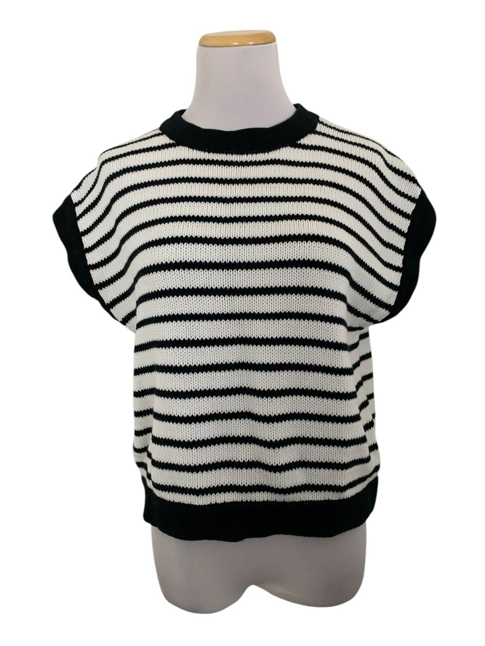 Stitch Feather 100% Cotton Stripped Boxy Knit Sweater Top Womens S Oversized